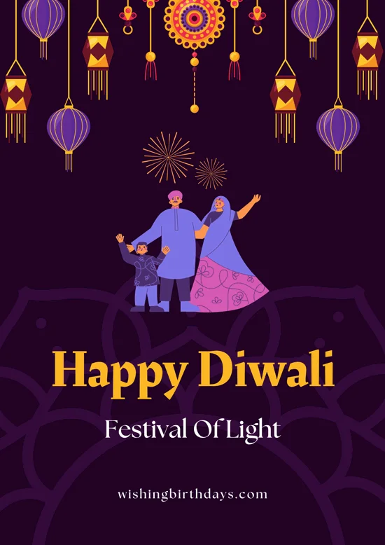 Family-Happy-Diwali-Minimalist-Purple-Poster