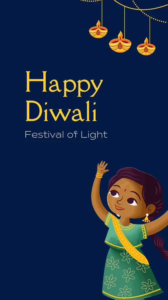 Modern-Happy-Diwali-With-A-Girl-Illustration-Your-Story