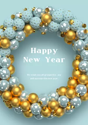 Blue-Gold-Balls-Wreath-New-Year-Poster