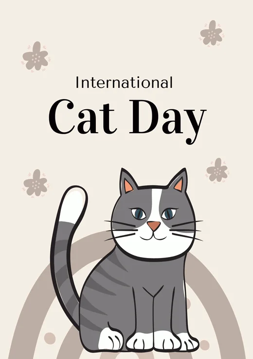Beige-Minimalist-International-Cat-Day-Flye