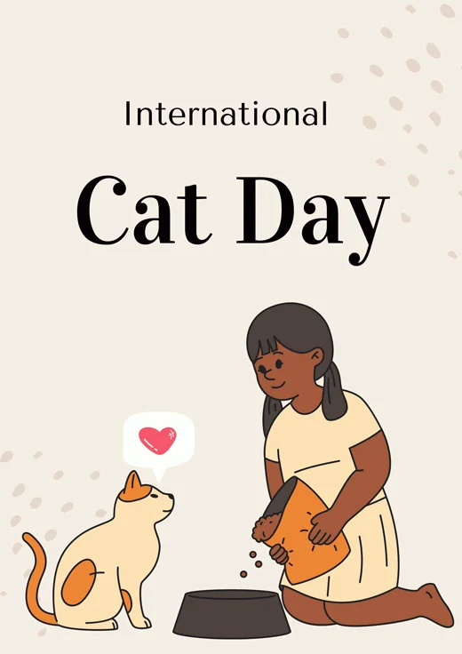 Beige-Minimalist-International-Cat-Day-Poster