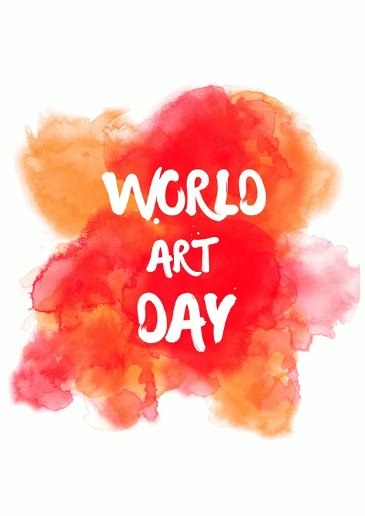 Red-Orange-Water-Color-World-Art-Day-Poster